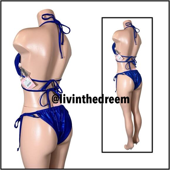MODA MINX MAGIC IN MAKO WRAP TRIANGLE XL & RUCHED TIE SIDE BIKINI BOTTOMS L $79 - Picture 6 of 14